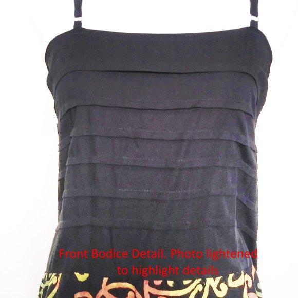 4/$20 Hand Kreation Black Batik Print Dress Size XL Sleeveless Adjustable Straps - Picture 4 of 8